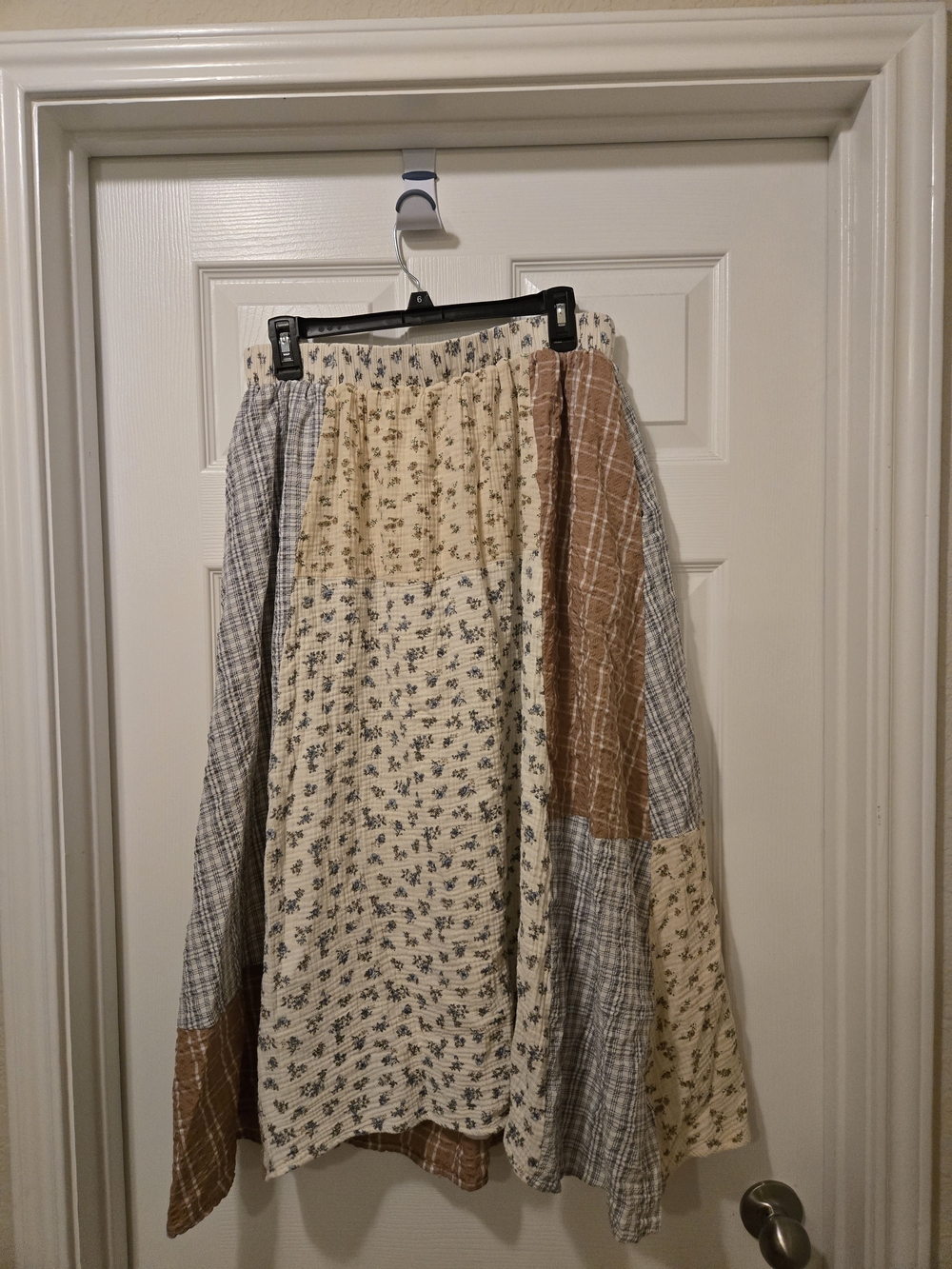 Polagram Patchwork Maxi Skirt in Cream, Brown and Blue - Picture 4 of 7